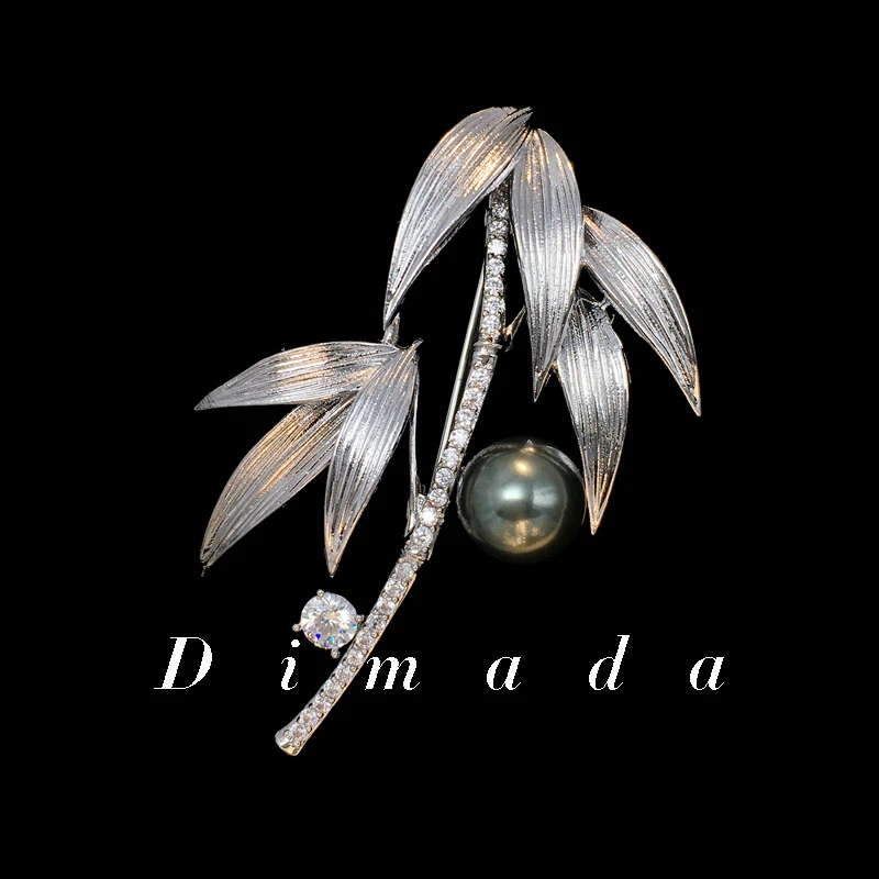 合金胸针 d1169新中式竹子胸针欧若风女竹叶别针小众胸花配饰