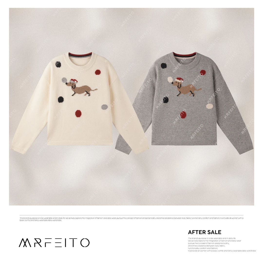 【小狗快跑】慵懒风圆领针织衫毛衣H661M01D30827