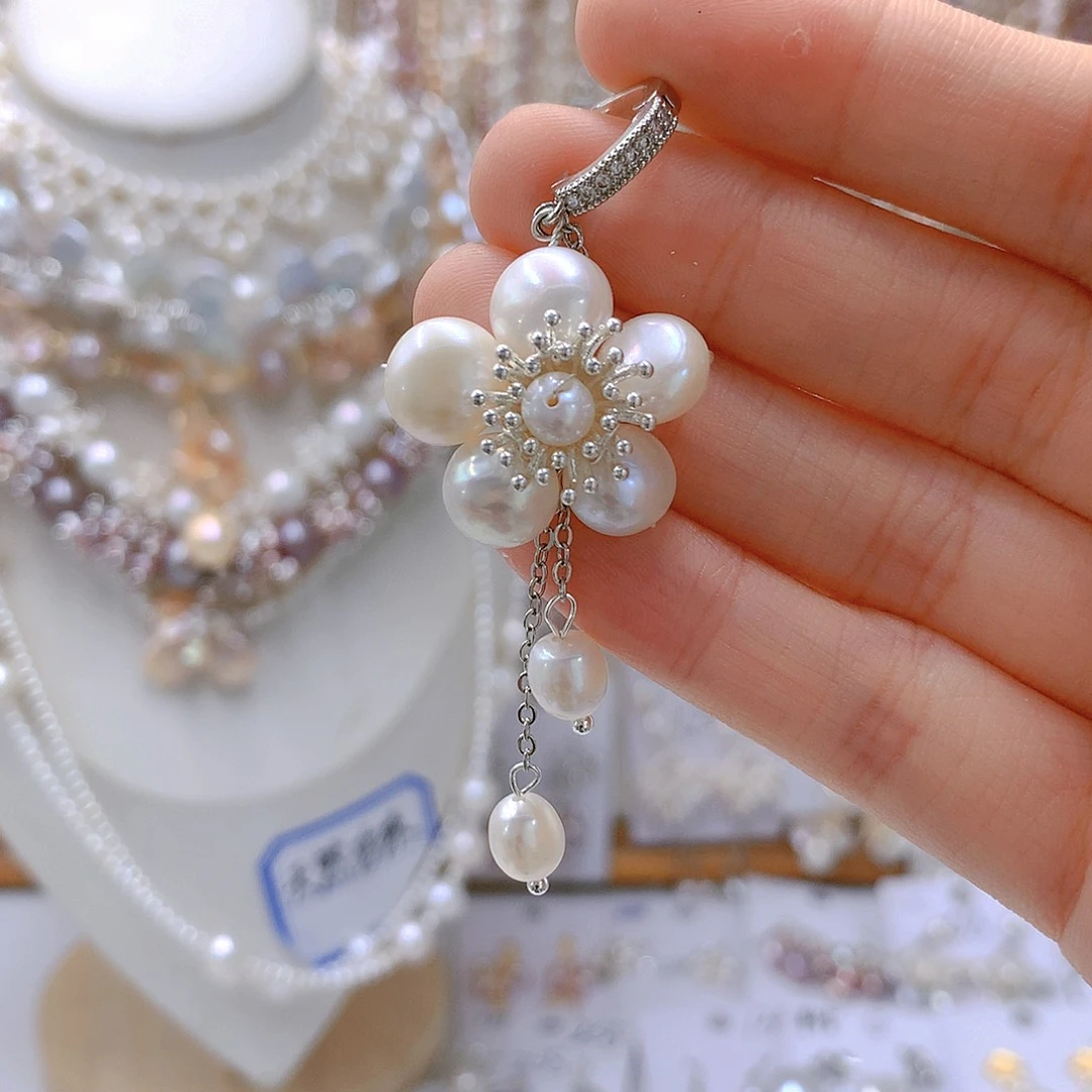 银S925镶嵌耳饰淡水珍珠