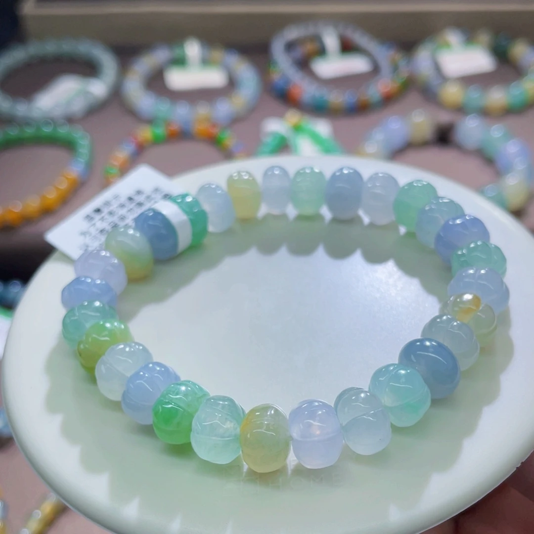 未镶嵌手链翡翠冰胶南瓜珠多宝