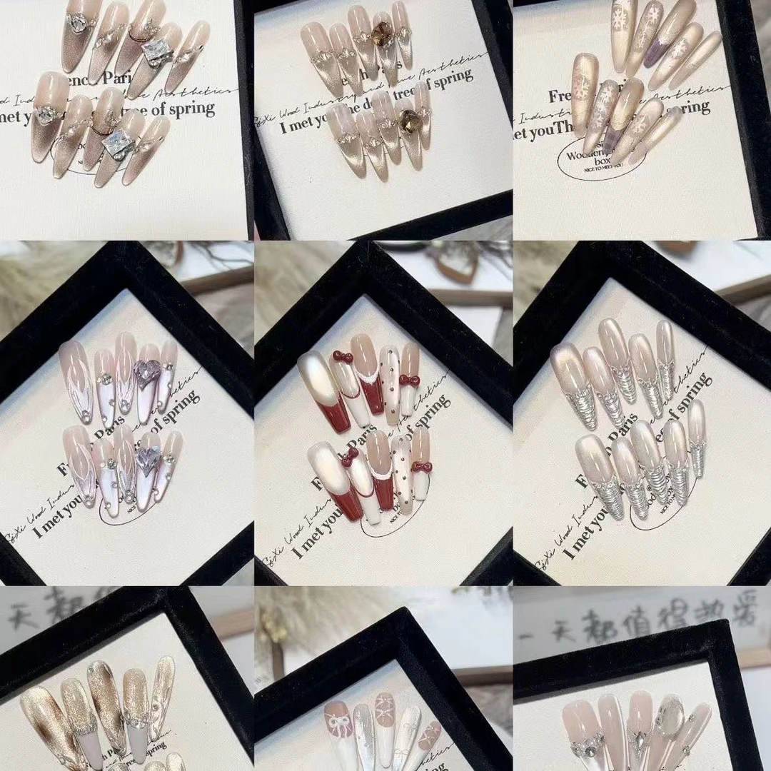 夏季新款轻奢高级带钻穿戴美甲