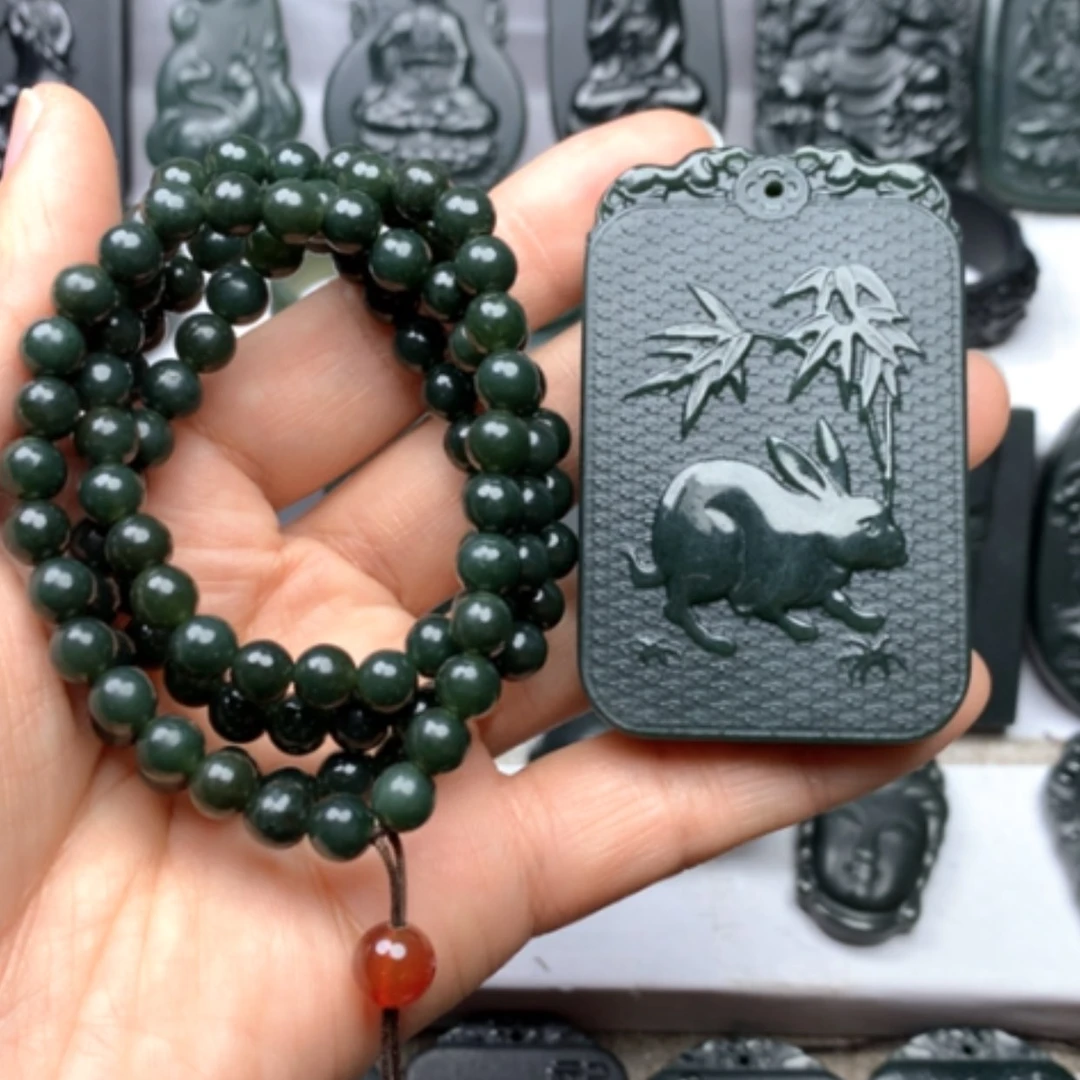 【闪购商品】和田玉颈饰未镶嵌平**福双面雕刻