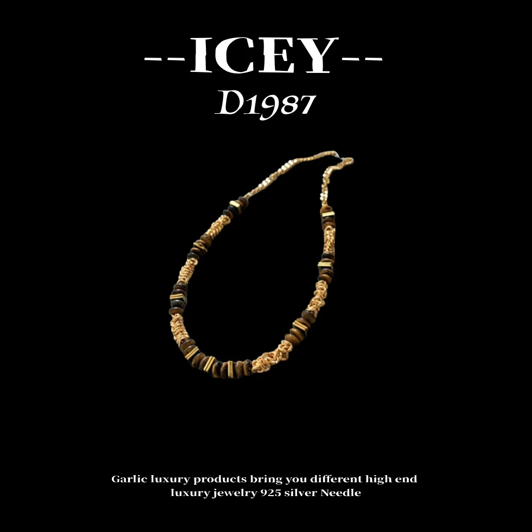 合金项链  镀K金 ICEY设计小香风时尚首饰精致毛衣链项链-D1987