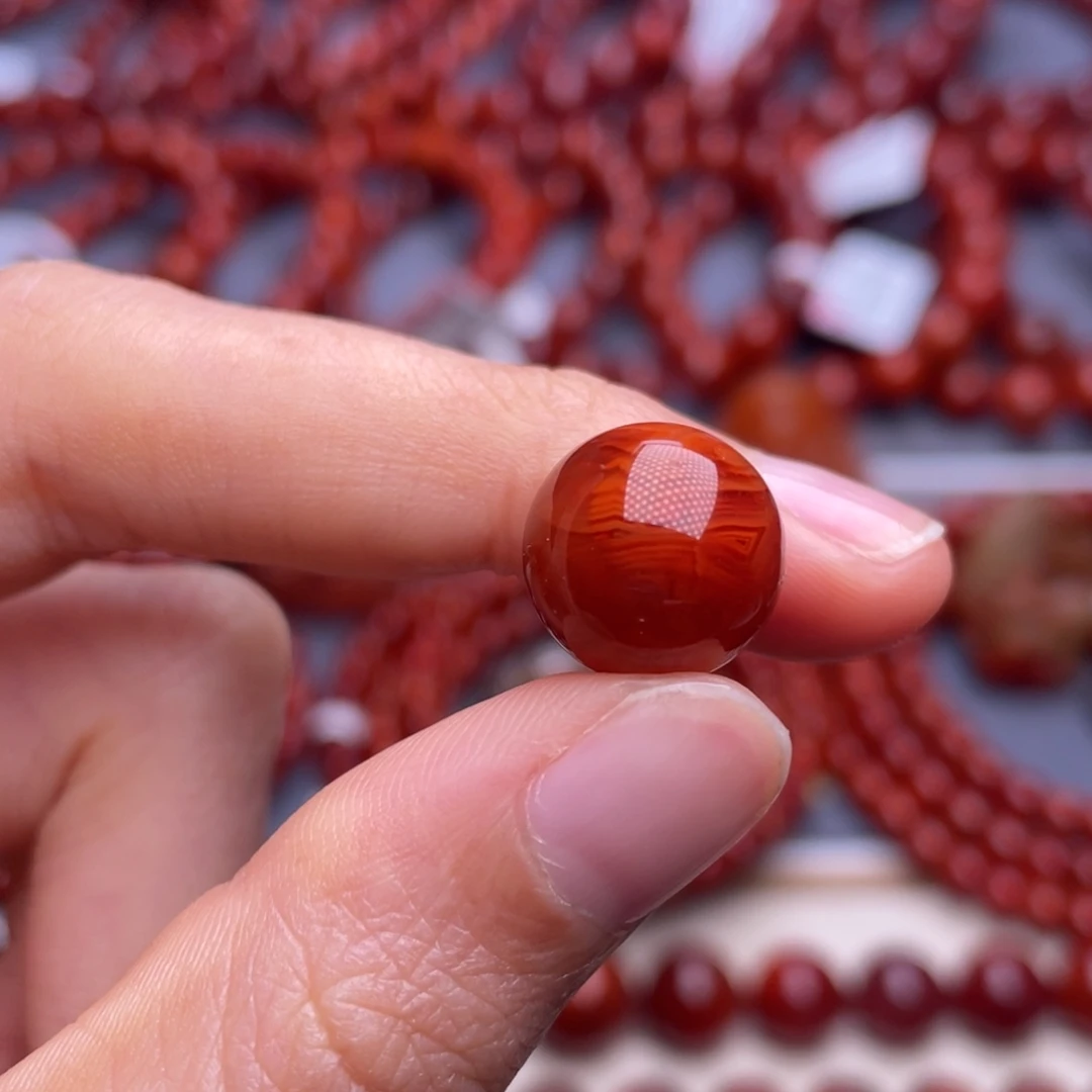 拾***️南红玛瑙未镶嵌其他（原矿）12➕高品瓦西柿子红火焰纹圆珠