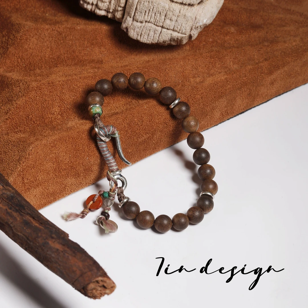 925银木质手链 7in4号店【雾泷】原创设计复古编织手作气质香味手链