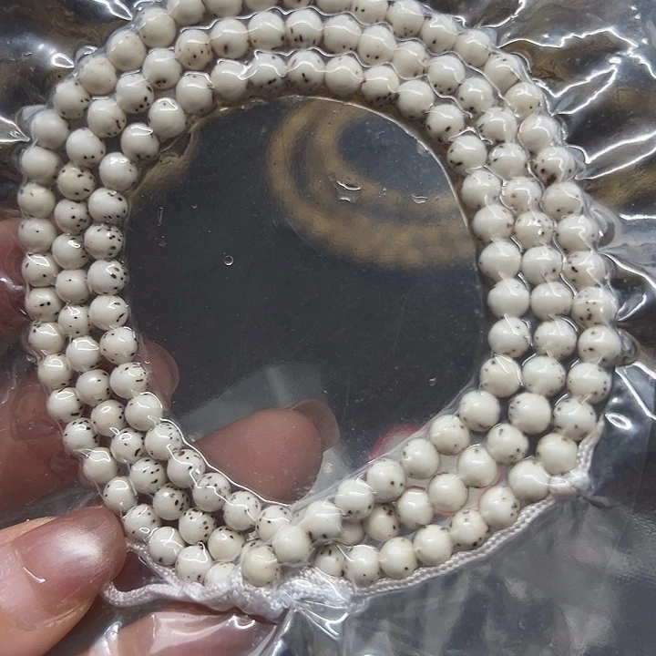 手串星月菩提海南原生态骨瓷白5圆双留白