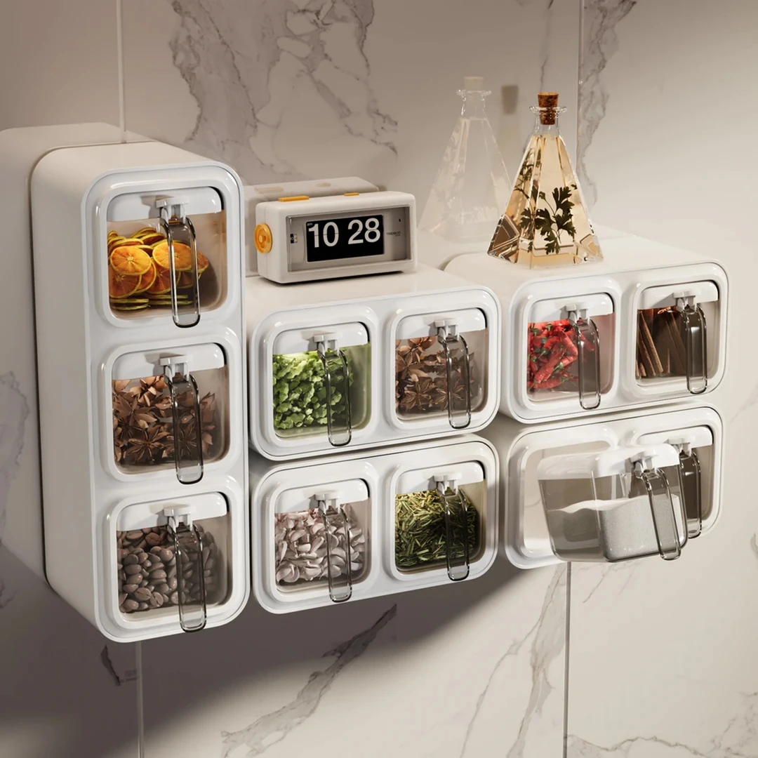 优勤调料盒壁挂厨房盐味精佐料调味品收纳盒家用高端墙挂式调味罐