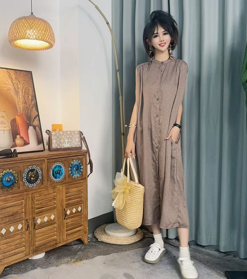 【沐木流浪记】（非酋）夏季设计感褶皱无袖连衣裙Z