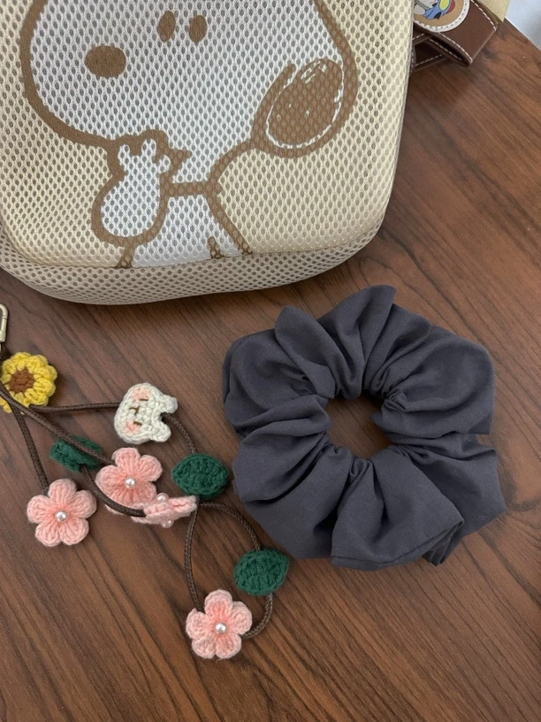 KiKi酱韩饰纯棉灰色大肠发圈弹力大ins风洋气百搭