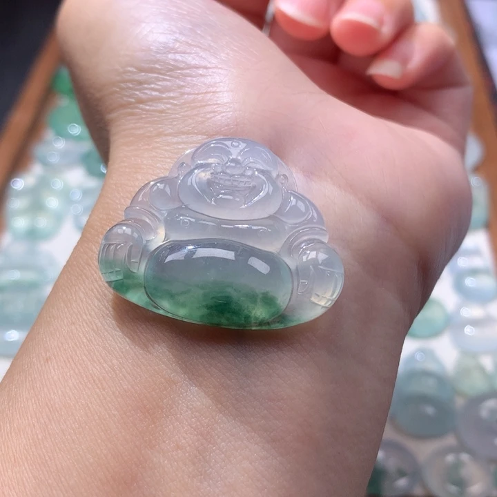 未镶嵌戒圈翡翠冰种飘花大佛公