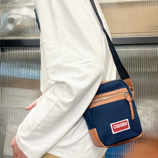 95新 KENZO/肯佐 【涛】牛仔拼色单宁相机包