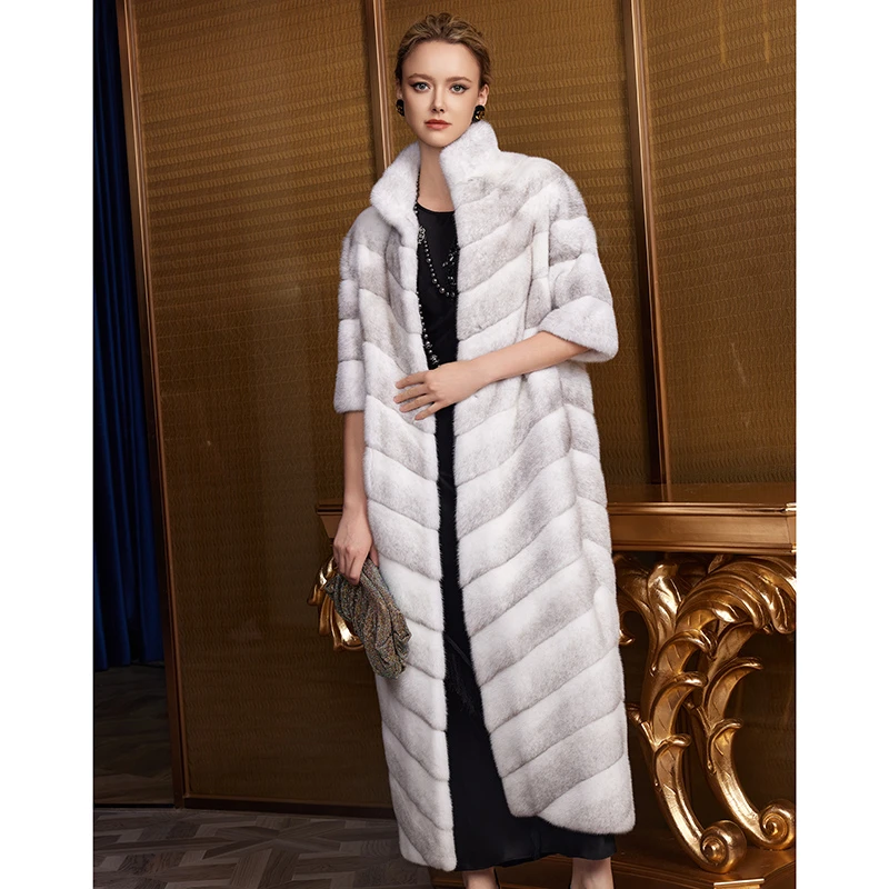 【简约之萃】水貂皮草外套年轻款本色十字貂时尚裘皮大衣S23446