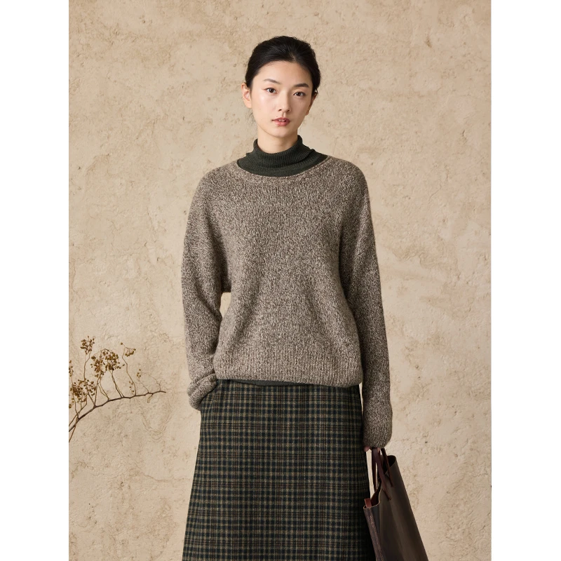 Q.TU山羊绒毛衣女秋冬新款4357圆领蓬松软糯高级慵懒好看毛衫