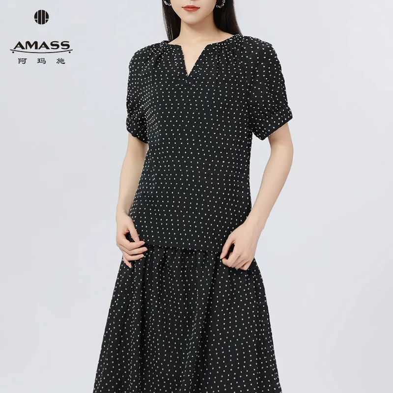 阿玛施阿玛施夏季新款简约舒适衬衣松弛感百搭显瘦衬衫女530036