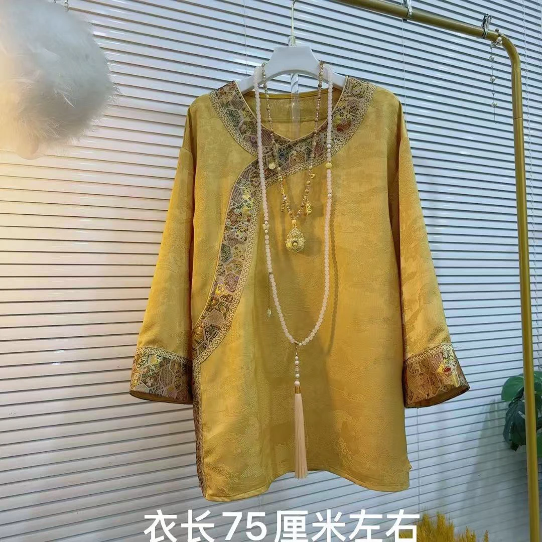 胖MM时尚新款新中式领口设计复古国风大码唐装胖妹妹秋季新搭配