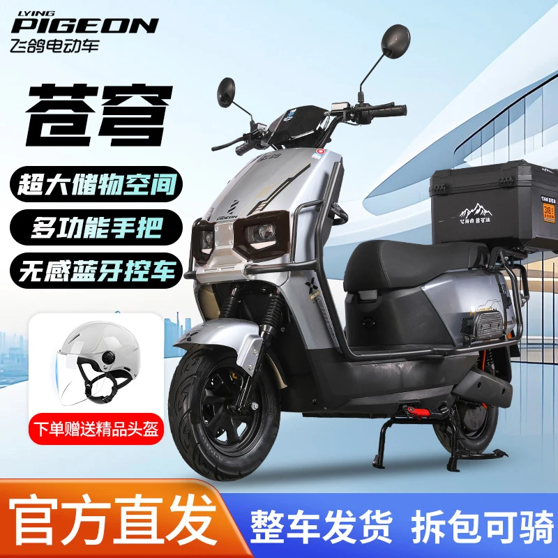 【锂电池】飞鸽苍穹新款电动车高速电摩智能长跑王外卖换电亮黑