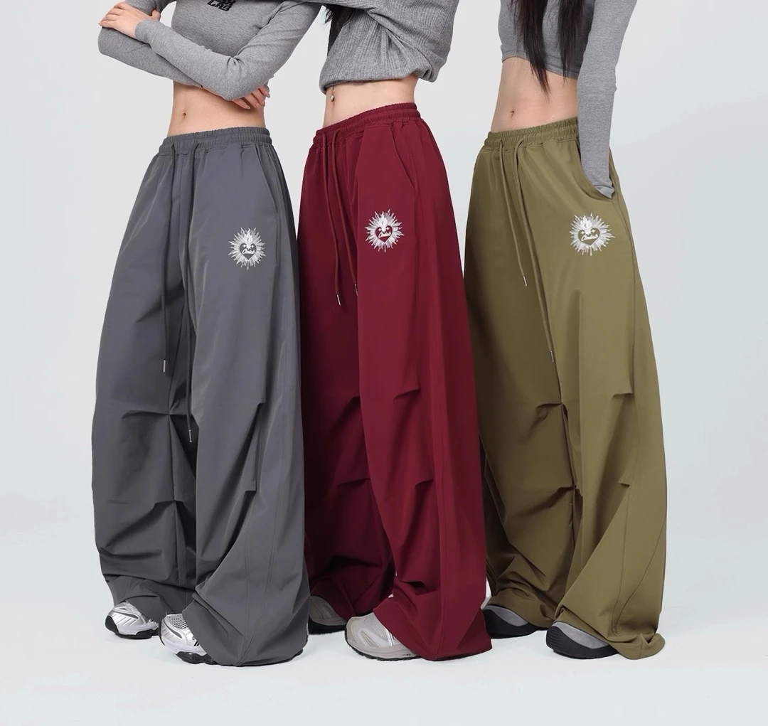 [卡码拍小]美式爵士曳舞运动裤宽松大板型香蕉裤薄款弯刀工装裤