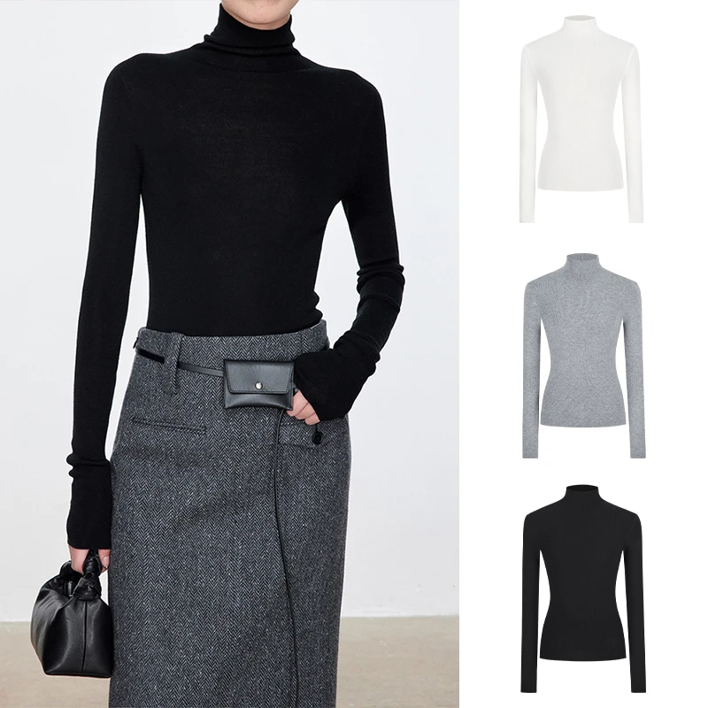 Moses Queen/魔西女王秋冬高级感高领针织长袖打底衫保暖内搭毛衣