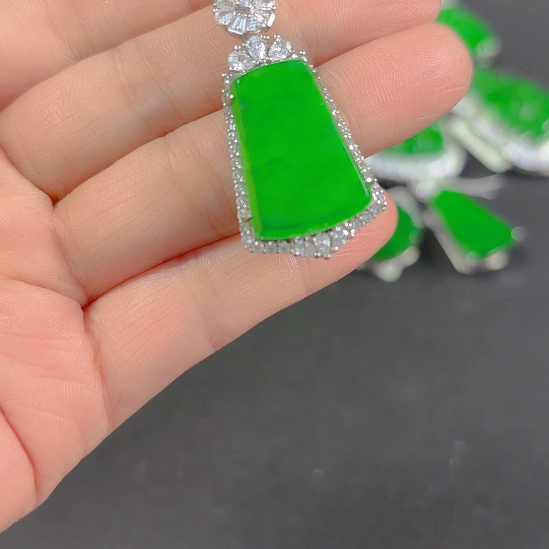 翡翠银S925镶嵌吊坠(不含链)