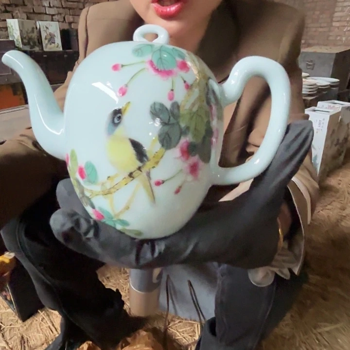 摆件景德镇高温陶瓷花鸟画看画片