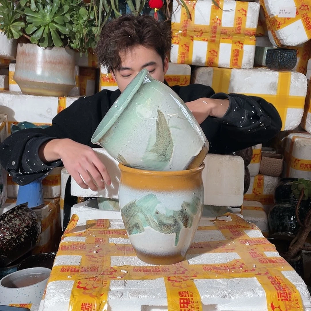 无铅玻璃宜兴紫砂花盆