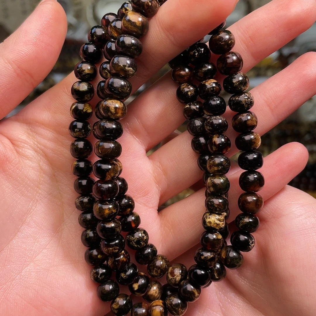 琥珀未镶嵌裸石抚顺琥珀7➕108黑花