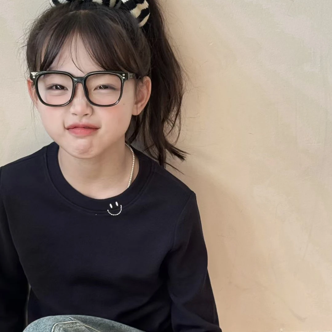 女童纯色长袖t2025新款儿童洋气百搭套头衫小女孩秋季保暖打底衫