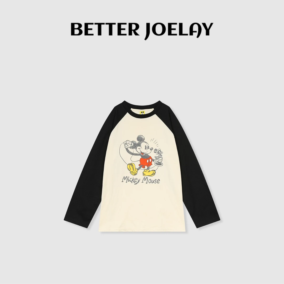 BETTER JOELAY-【未知来电】时尚百搭插肩长袖T恤休闲卡通风KH1366