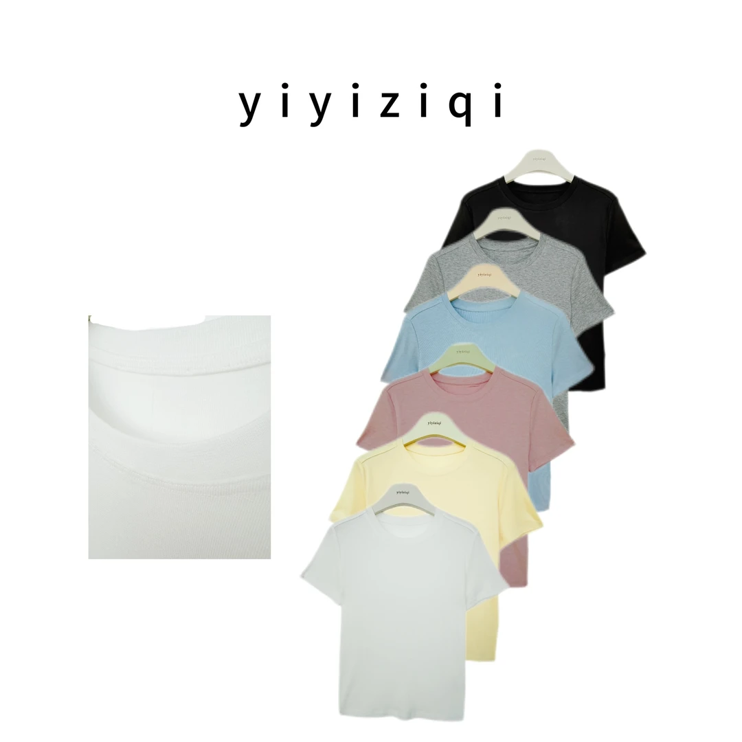 阿洁yiyiziqi【海盐】莱赛尔天丝女士夏季百搭休闲风显瘦圆领T9090