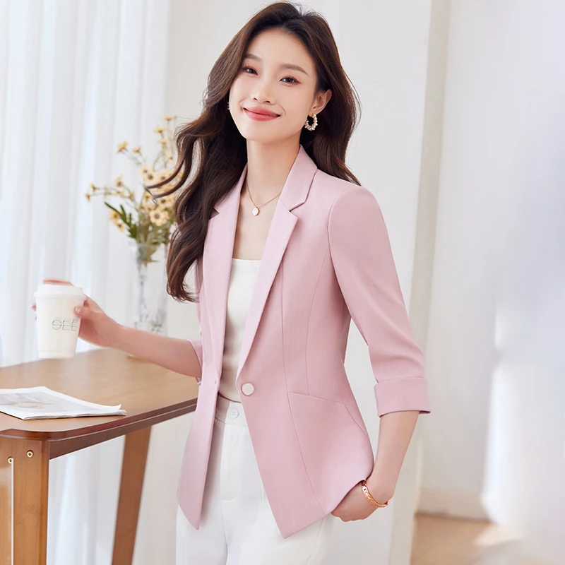 8908夏季新款时尚套装职业装女装西装气质修身显瘦洋气西服