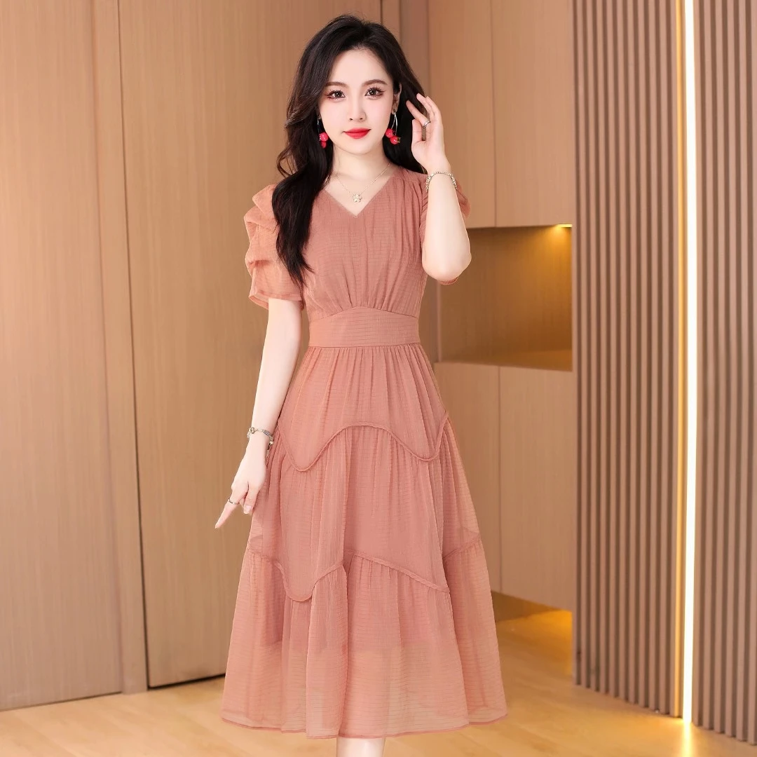 2025新款气质时尚大气减龄休闲收腰显瘦夏季韩版INS连衣裙-13580