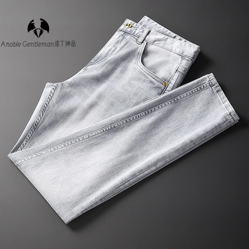夏季高端薄款弹力牛仔裤男潮牌修身轻薄透气高级感休闲裤男装长裤