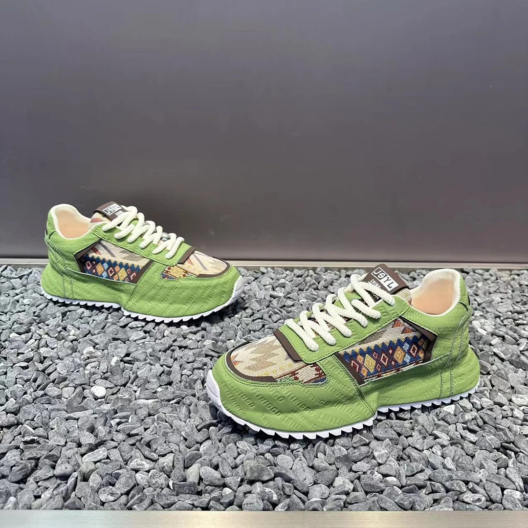 男士新款时尚百搭春季印花厚底老爹鞋轻便软底舒适潮流运动休闲鞋