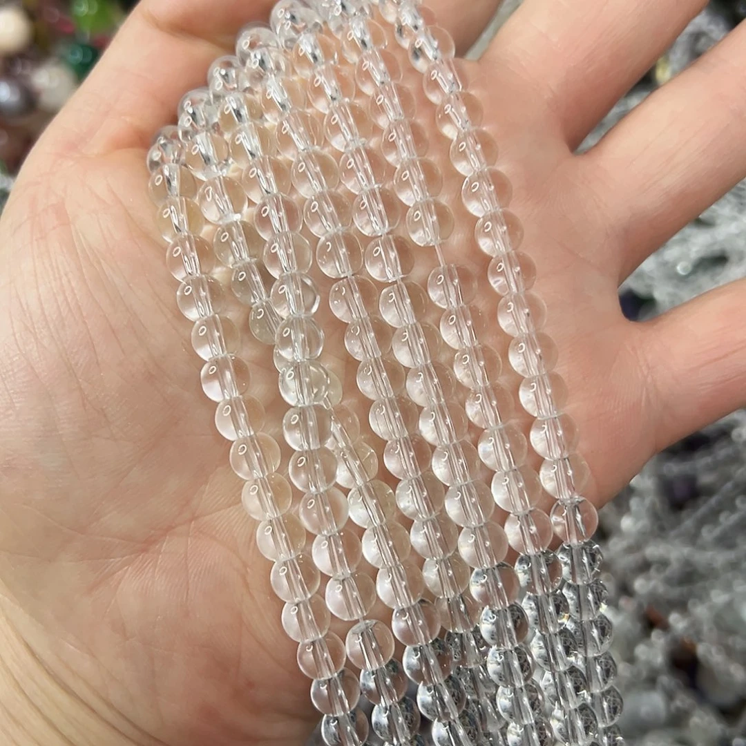 玛瑙/玉髓未镶嵌珠宝半成品，卡6压电白水小隔珠2天