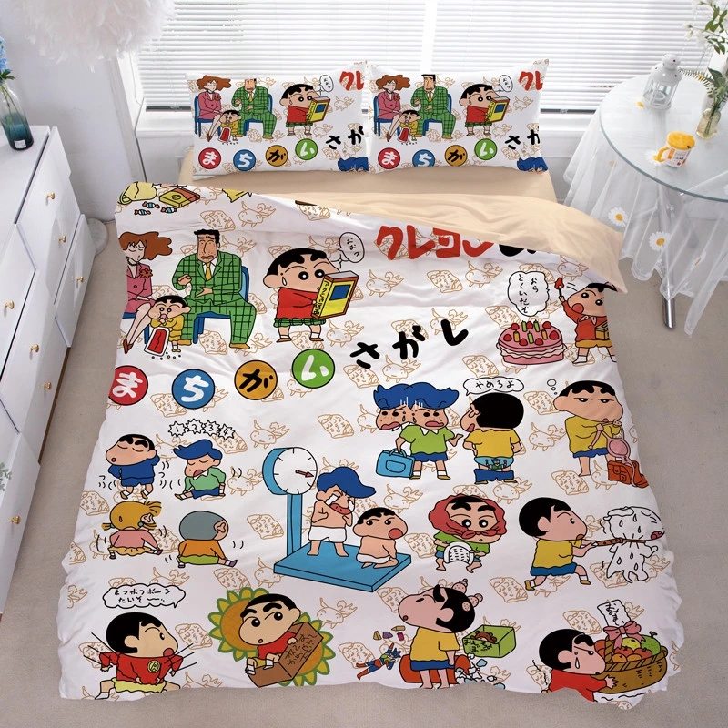 水星高端系列家纺全棉卡通蜡笔小新儿童床品四件套春秋亲肤纯棉被