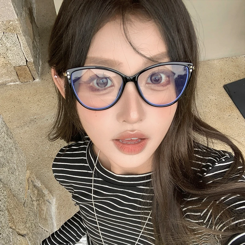 复古猫眼型眼镜框女款可配近视度数素颜神器大框显脸小时髦眼镜潮