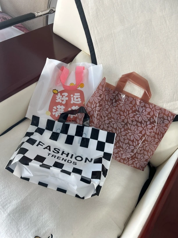 加厚12丝购物袋礼品袋大众购物袋环保袋黑白服装袋ins风时尚