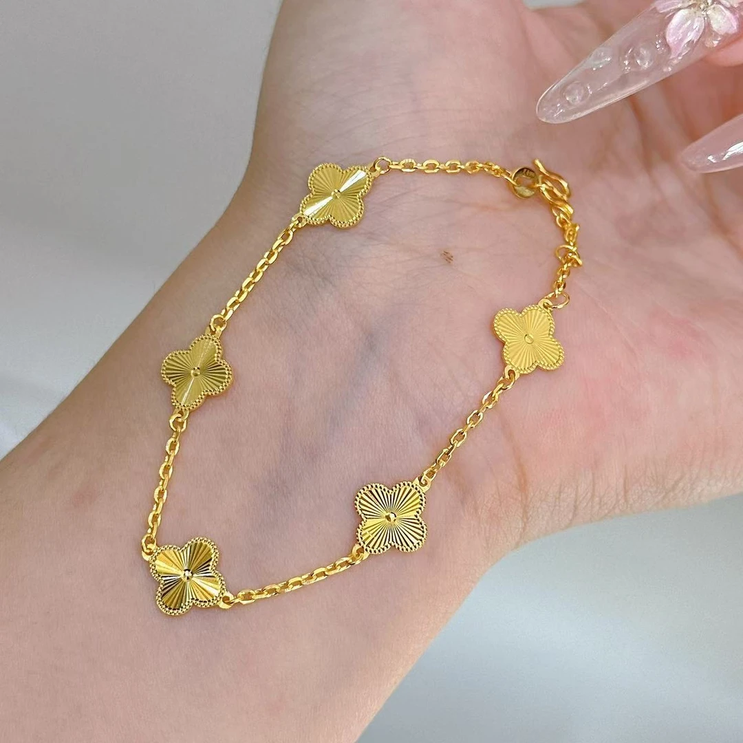 不支持七天无理由【镭射四叶草黄金手链】足金999 多样性发一