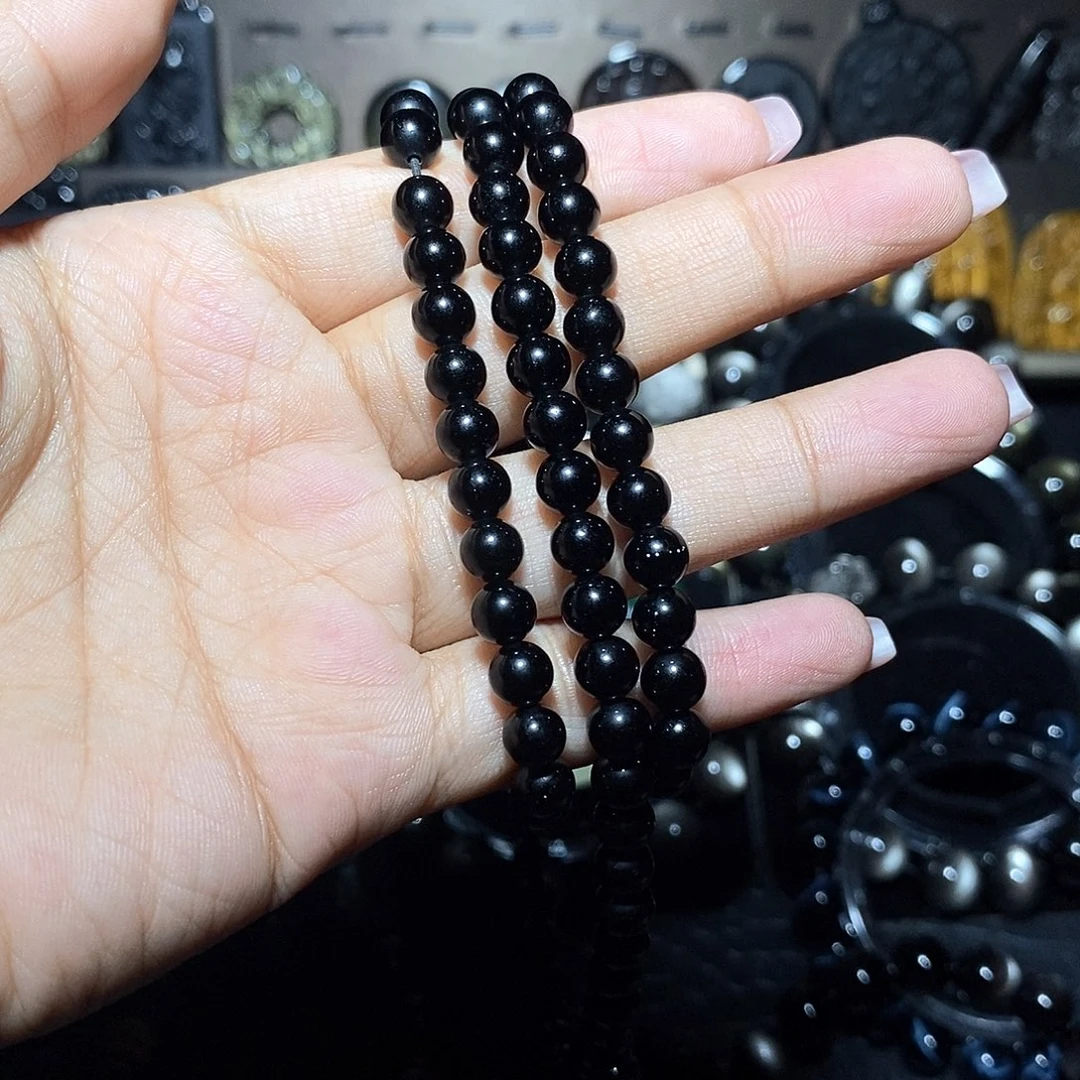 黑曜岩未镶嵌手链清*渡