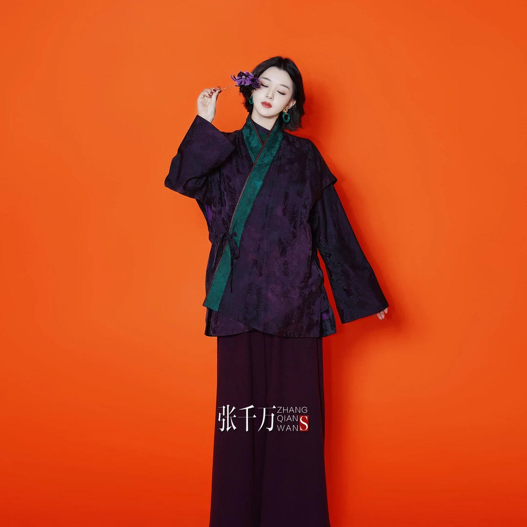 【张千万】原创国风新中式雨丝锦草木染道系外披S90273/S90286