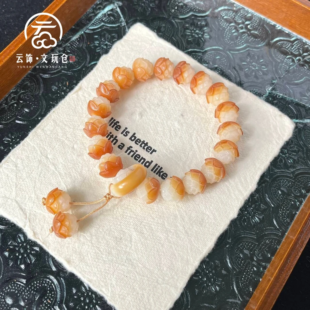 【莲生韵12-13mm】菩提根渐变黄莲花单圈CP021-1086