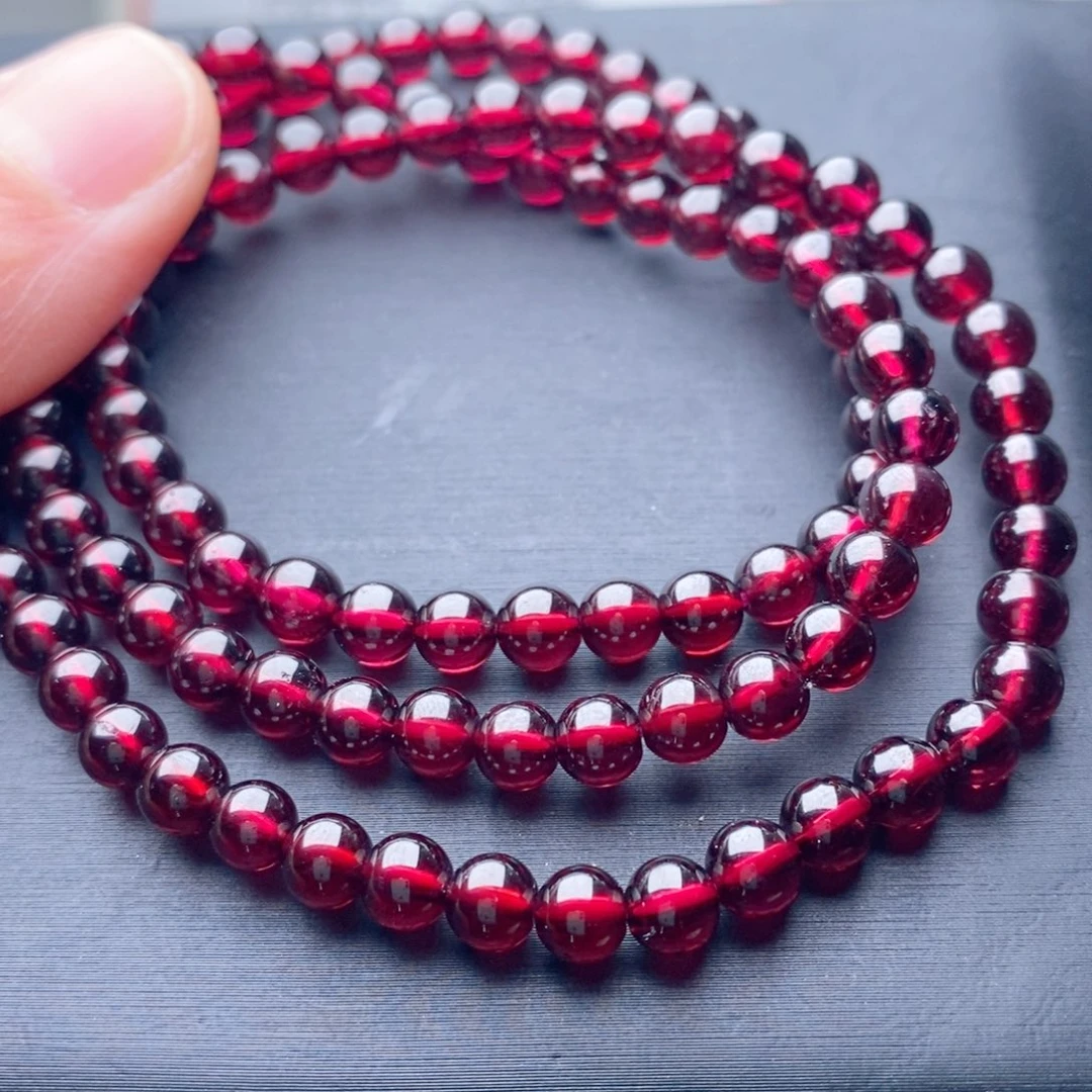 石榴石手链未镶嵌天然5.3玻璃体喜欢完美勿拍