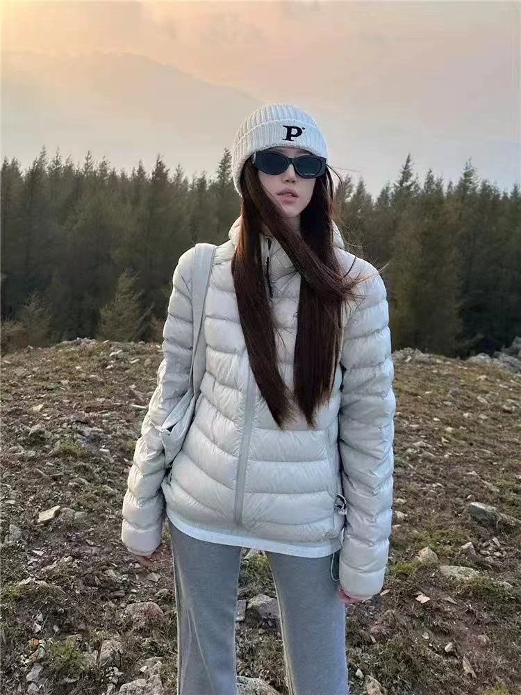 【MMiao】三星羽绒-2025新款韩版连帽排骨轻薄款90白鸭绒外套