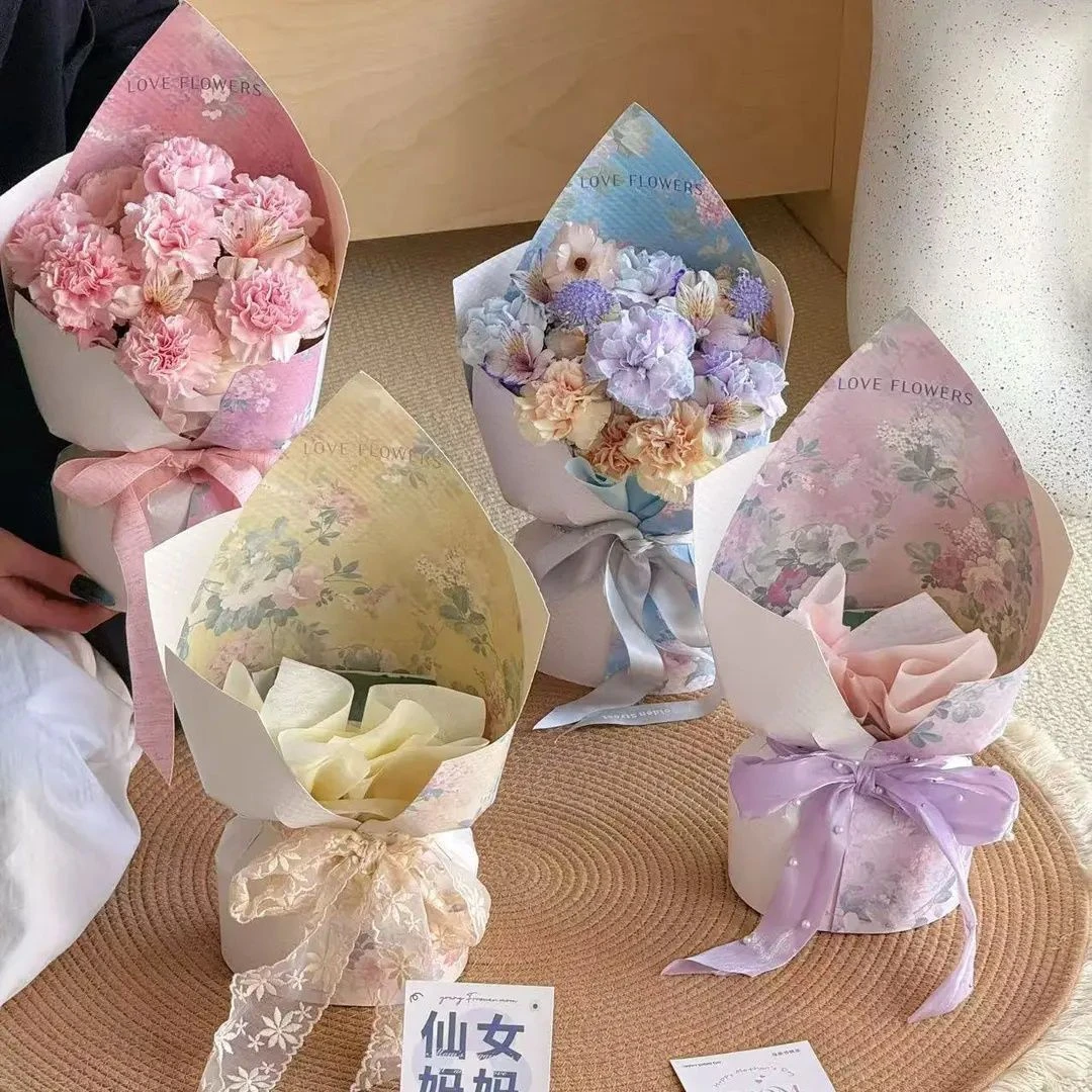 新款母亲节油画一体成型定型片520情人节花店爆款鲜花束出单神器