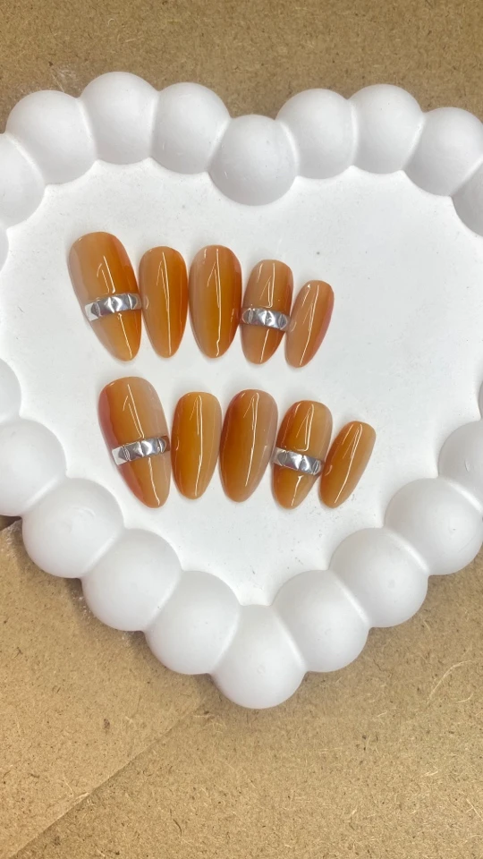 秋冬双色渐变穿戴美甲高级美甲贴穿戴甲高雅气质时尚