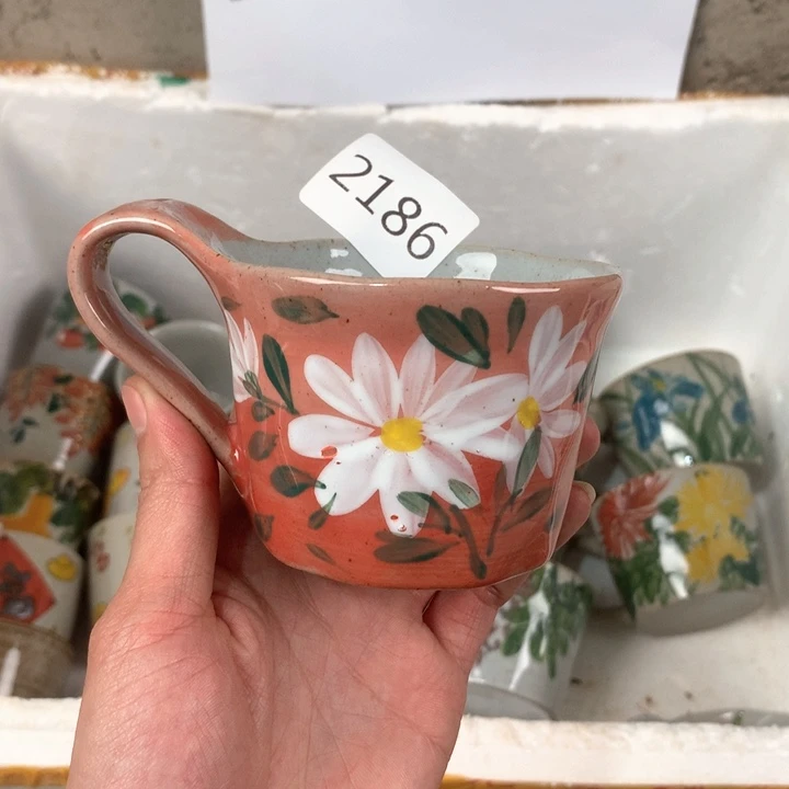 杯子2186 微瑕手绘釉下彩杯子