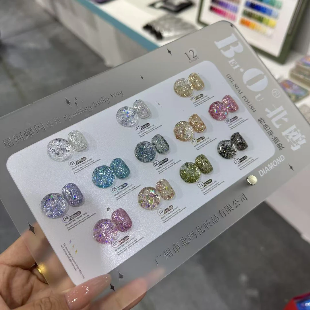 【美甲哥】美甲北欧12色星河爆闪亮片   甲油胶
