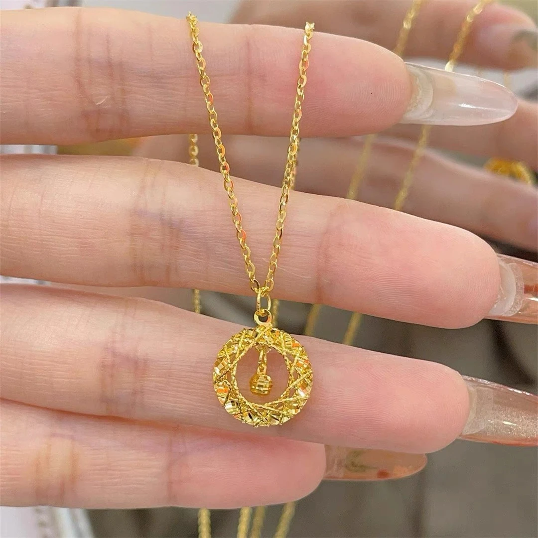 钛钢项链 小众时尚镂空设计织梦网圆环项链轻奢气质高级感锁骨链