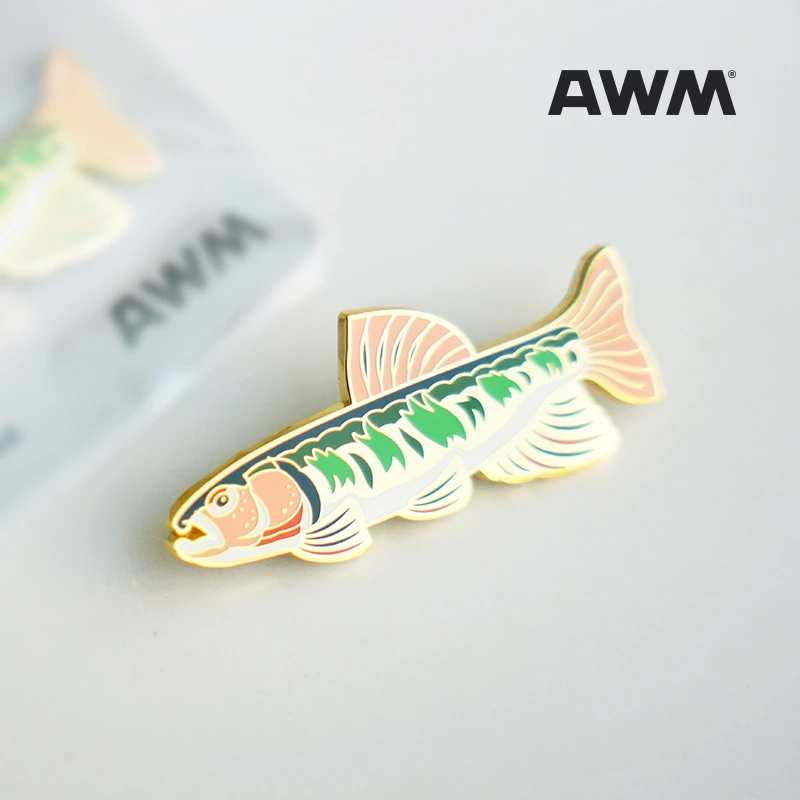 AWM原创 马口鱼金属徽章 钓鱼国潮 飞钓路亚溪流钓