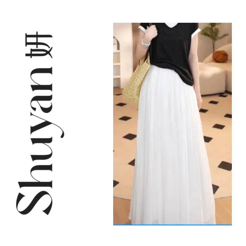 Shuyan妍【纯麻裙】QC100亚麻白色半身裙奶芙轻盈亚遮肌理感639168